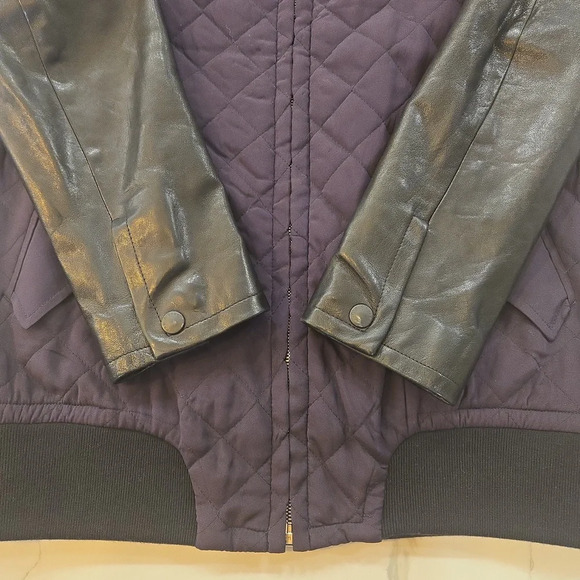 Rag & Bone Eggplant Pacific Quilted Silk & Leather Full Zip Jacket Size Medium - Picture 4 of 13